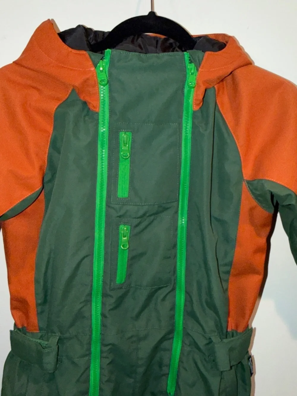 Bumdeep Unisex Ski Suit Snowboarding Size 125 Cm Olive/Orange Blue Magic EUC